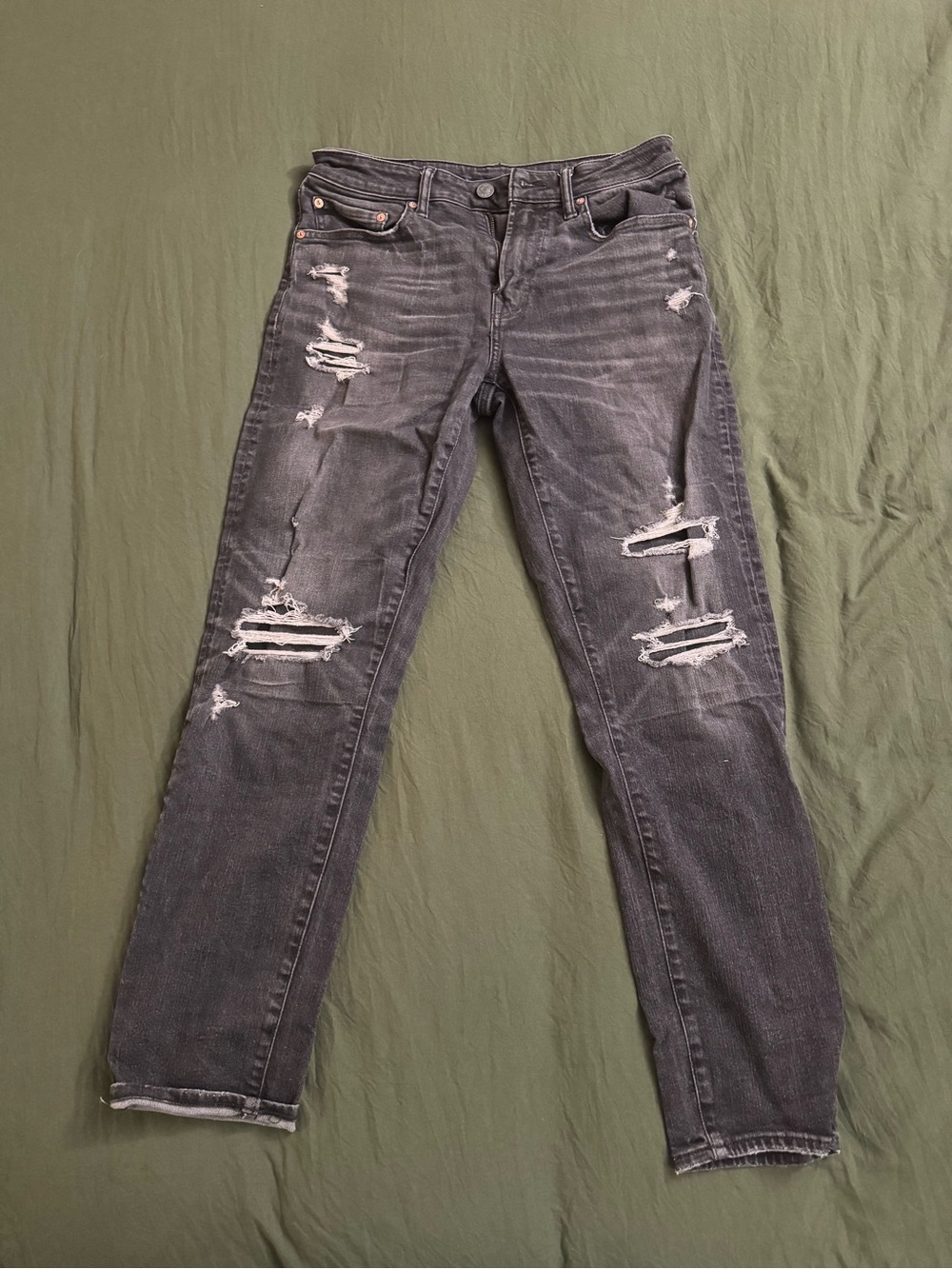 Men's Distressed Black Jeans